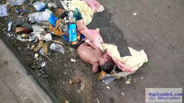 Wicked World: New Born Baby Found Dumped in a Gutter in Lagos (Photos)